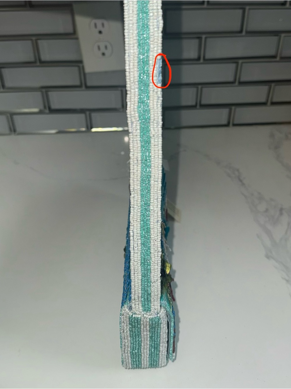 Surfboards and Palm-Trees Sequin Beach Motif Small Shoulder Bag - Aqua Blue NWT! - Picture 2 of 7